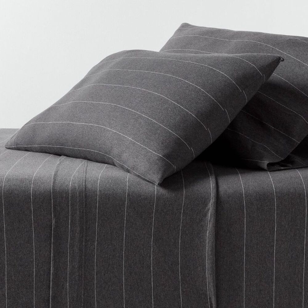 NWT - Threshold - Twin Cotton Jersey Sheet Set Dark Gray Striped - T Gray
